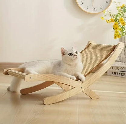 Retro Wooden Cat Rocking Bed Chair