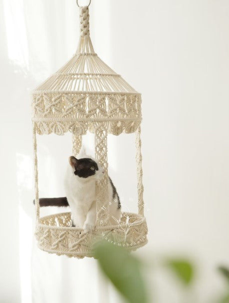 Macrame cat hammock Large hanging cat bed