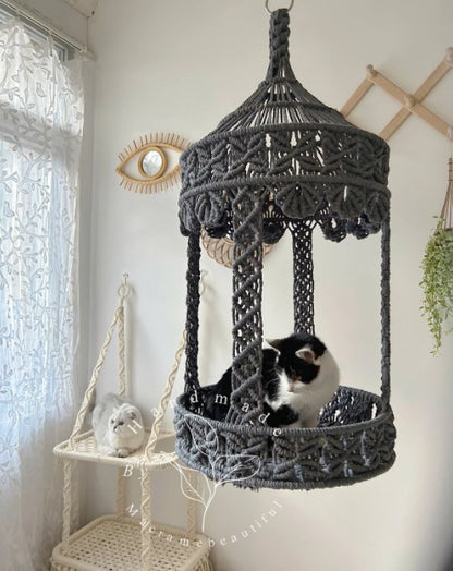 Macrame cat hammock Large hanging cat bed