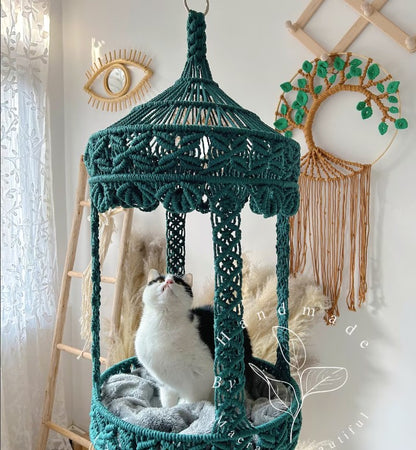 Macrame cat hammock Large hanging cat bed