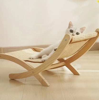 Retro Wooden Cat Rocking Bed Chair