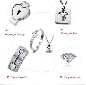 Couples Charm Key Necklace Lock Bracelet Set