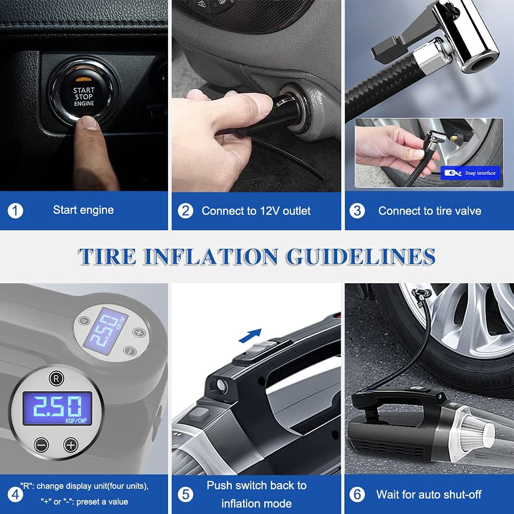 4-in-1 Car Vacuum Cleaner Tire Inflator