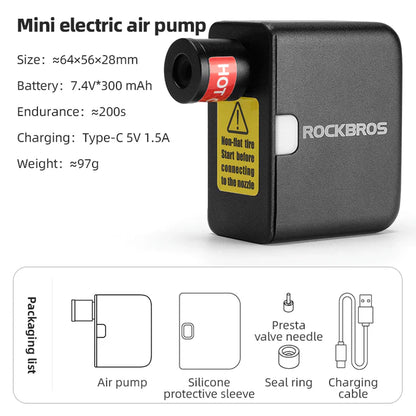 Mini Electric Tire Pump 100PSI 300mAh