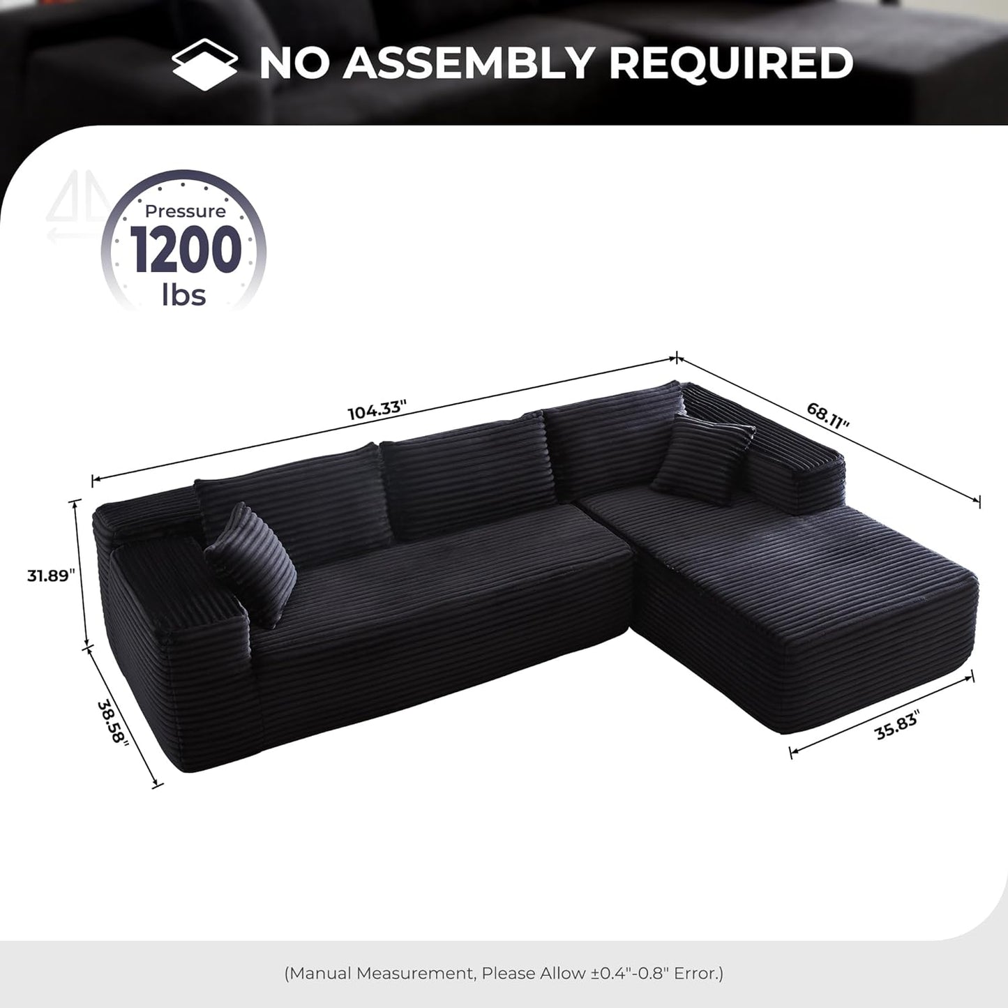 Modern Minimalist L-Shape Couch